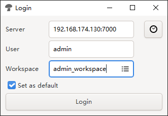 login interface with workspace